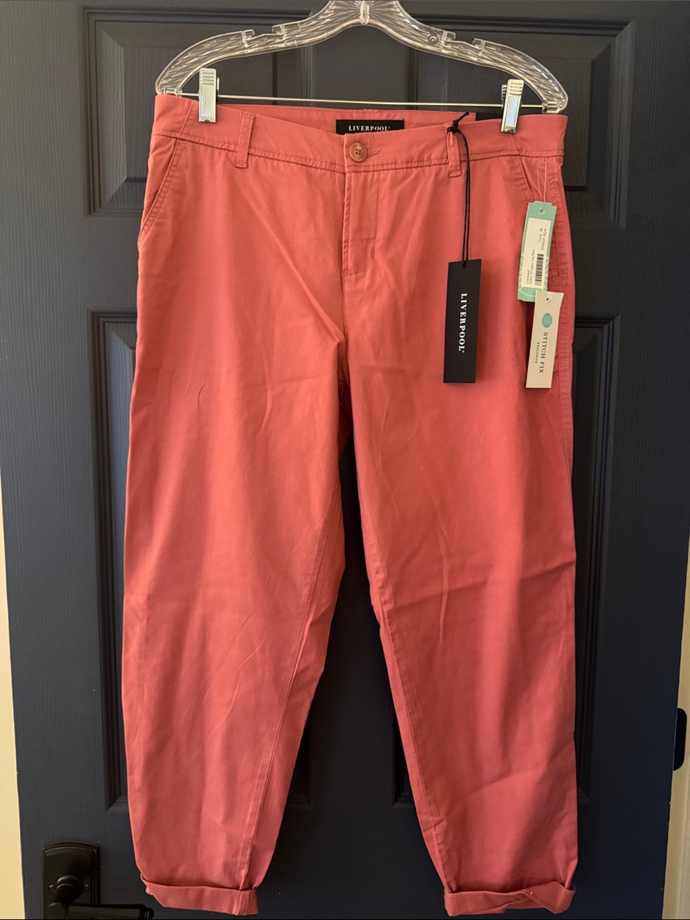 Liverpool Coral Pink Cropped Chino Pants